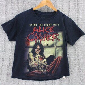 Alice Cooper Shirt Womens Small S Black Short Sleeve Spend the Night Album Art
